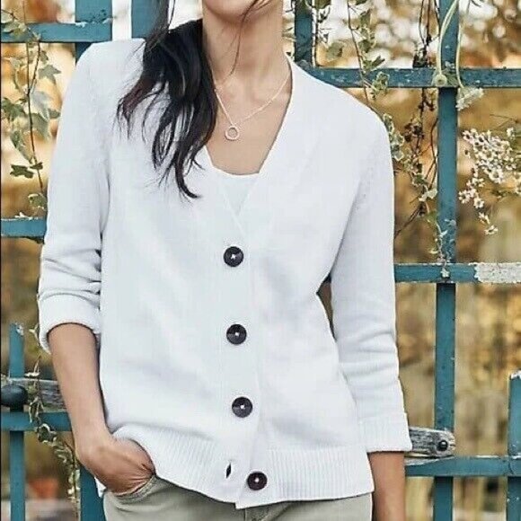J. Jill Cotton Blend Button Down Cardigan White Size S - Picture 1 of 5